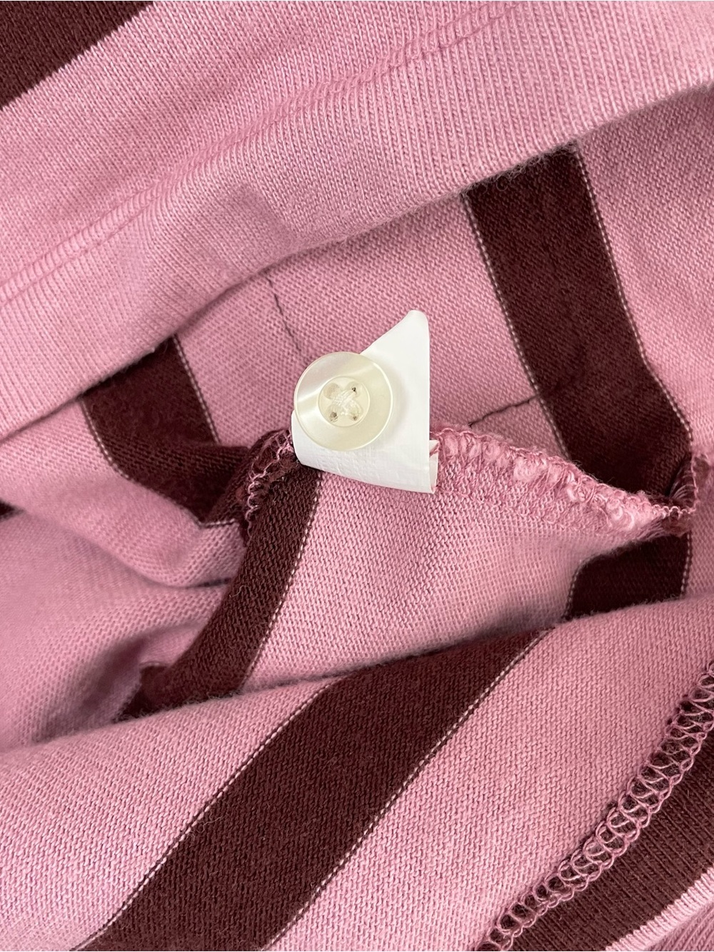 Champion Pink Burgundy Striped Cropped Rugby Shirt Pullover Preppy M - Picture 11 of 13